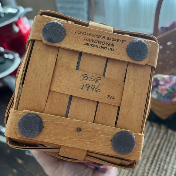 Longaberger Woven Basket Set with Floral Trim - Picture 2 of 5